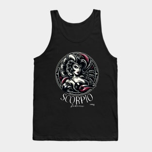 Scorpio's Sting: The Enigmatic Enchanter - Pin up Vintage Retro Zodiac Sign Tank Top